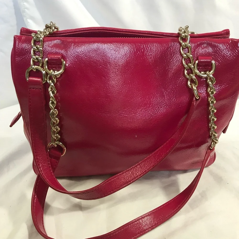 Kate Spade Dark Pink Leather Shoulder Bag with Chain Strap - Picture 2 of 8
